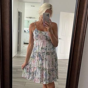 New pink floral ruffle dress